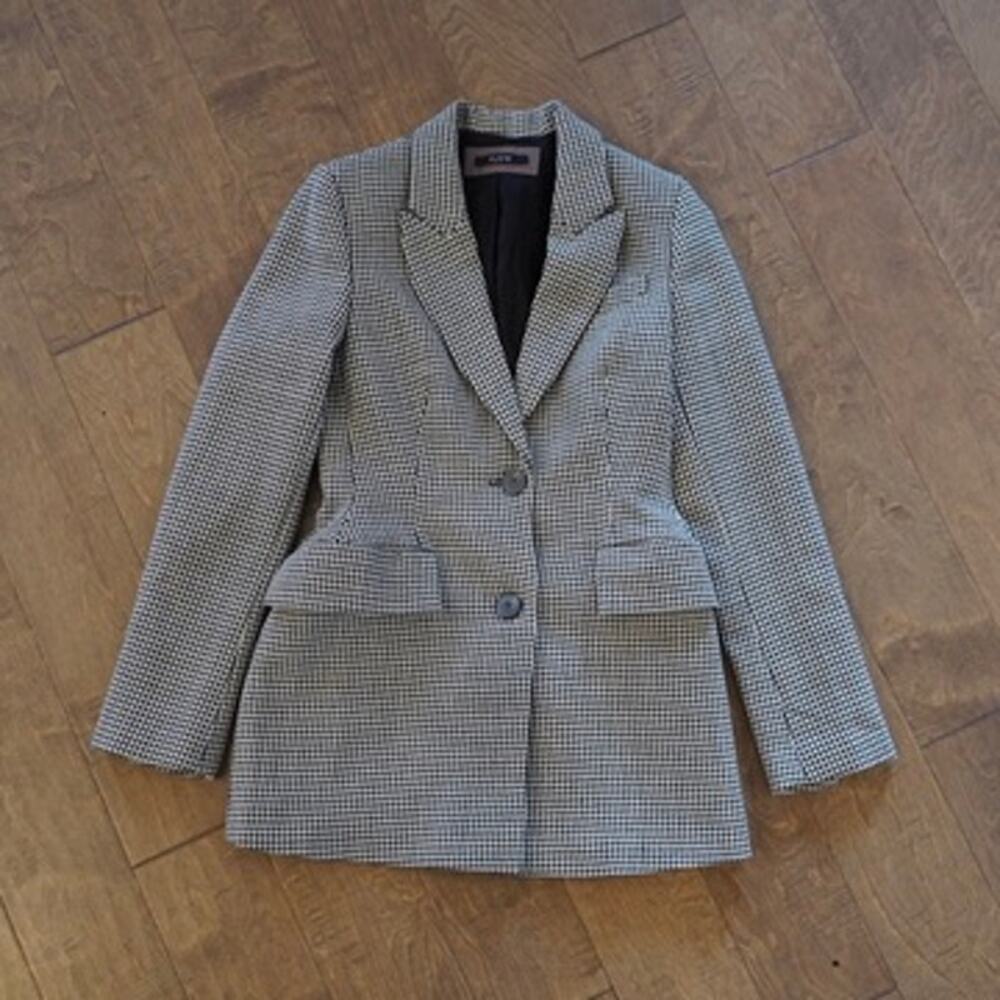 Flow Structured Long Sleeve Collared Houndstooth … - image 1